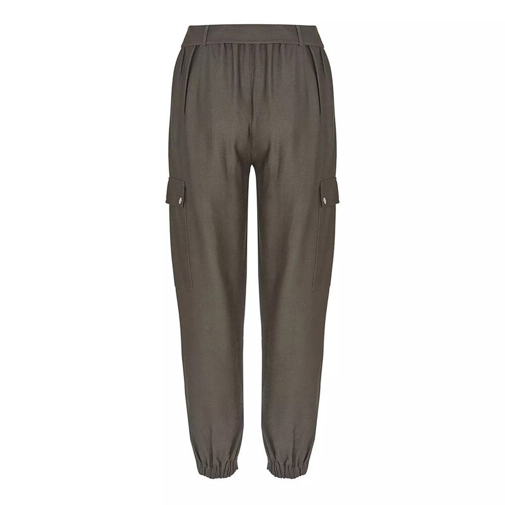 Mint Velvet Khaki Utility Jogger Trousers In Panama Women Size 14 Long - Picture 14 of 14
